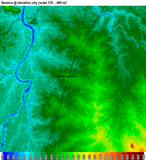 Zoom OUT 2x Bamora, India elevation map