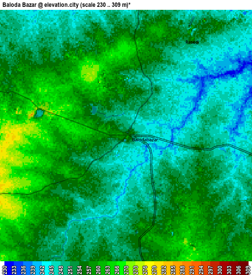 Zoom OUT 2x Baloda Bāzār, India elevation map