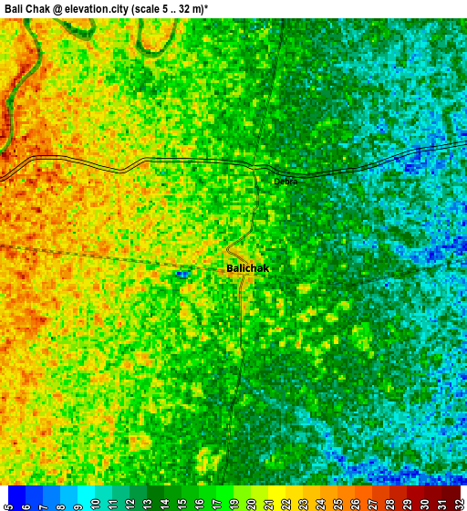 Zoom OUT 2x Bāli Chak, India elevation map