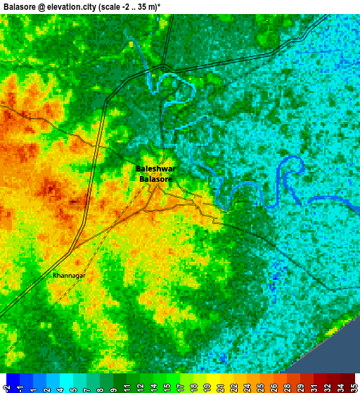 Zoom OUT 2x Balasore, India elevation map