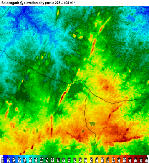 Zoom OUT 2x Baldeogarh, India elevation map