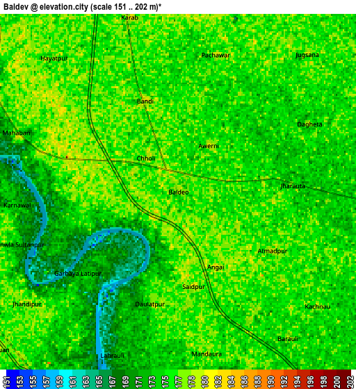 Zoom OUT 2x Baldev, India elevation map