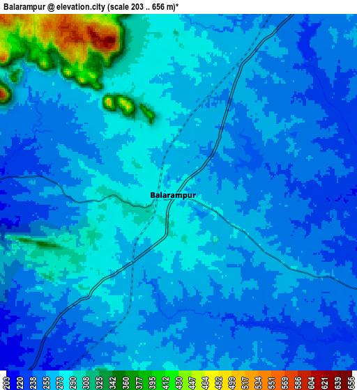 Zoom OUT 2x Balarāmpur, India elevation map