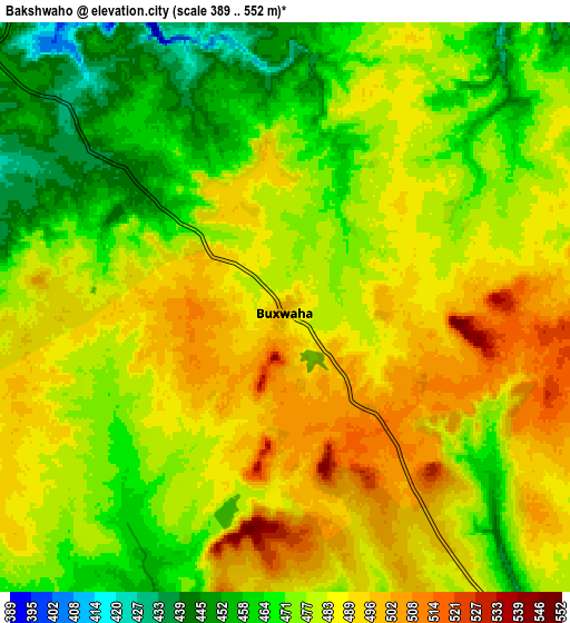 Zoom OUT 2x Bakshwāho, India elevation map