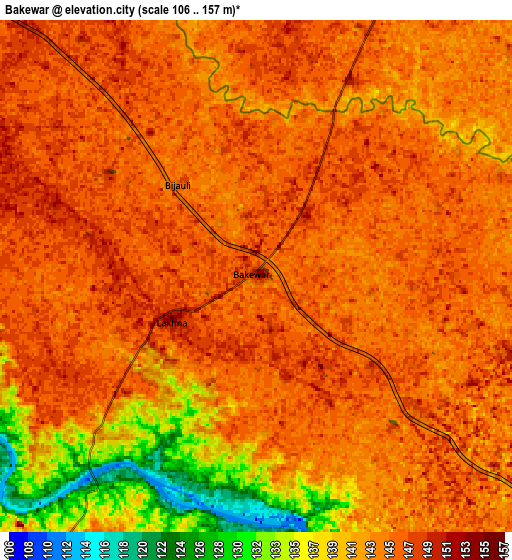 Zoom OUT 2x Bakewar, India elevation map