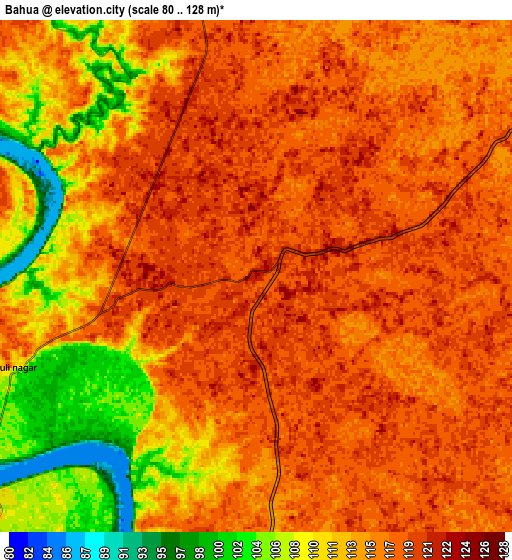 Zoom OUT 2x Bahua, India elevation map