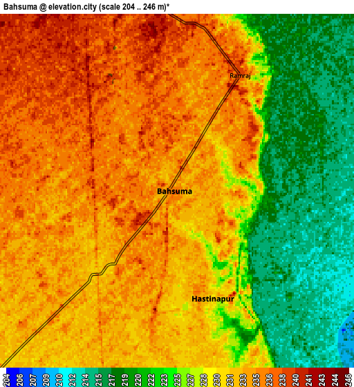 Zoom OUT 2x Bahsūma, India elevation map