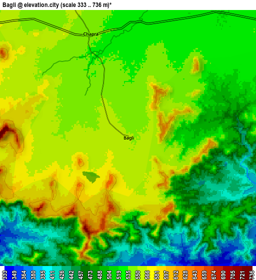 Zoom OUT 2x Bāgli, India elevation map