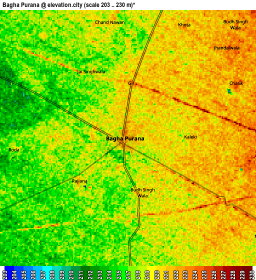 Zoom OUT 2x Bāgha Purāna, India elevation map