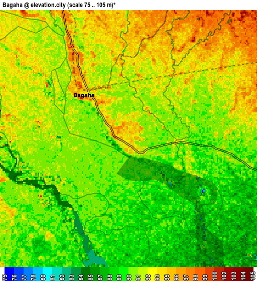 Zoom OUT 2x Bagaha, India elevation map