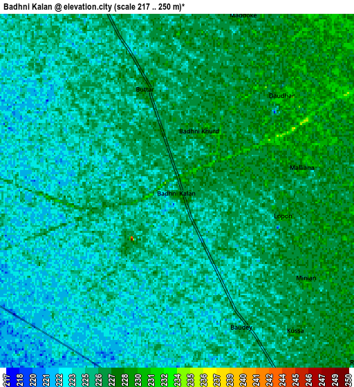 Zoom OUT 2x Badhni Kalān, India elevation map