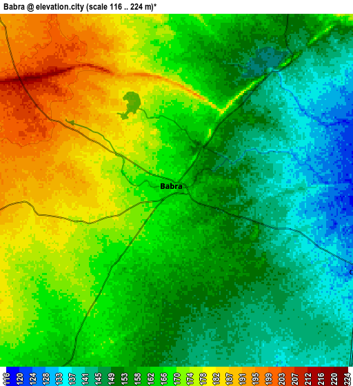Zoom OUT 2x Bābra, India elevation map