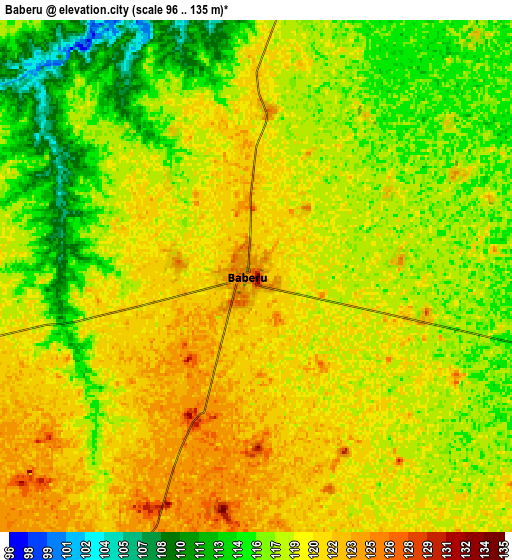 Zoom OUT 2x Baberu, India elevation map