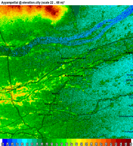 Zoom OUT 2x Ayyampettāi, India elevation map