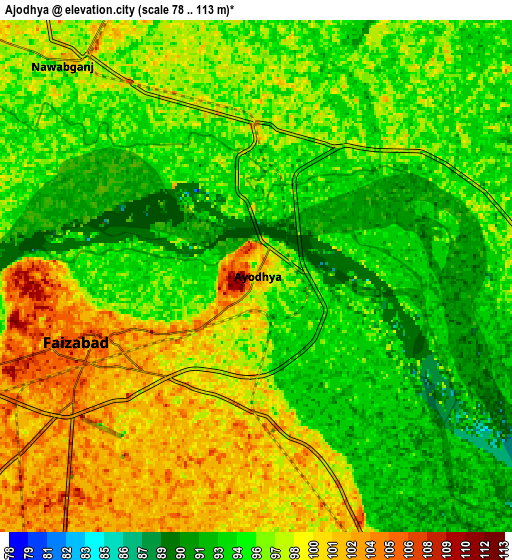 Zoom OUT 2x Ajodhya, India elevation map