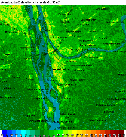 Zoom OUT 2x Avanigadda, India elevation map