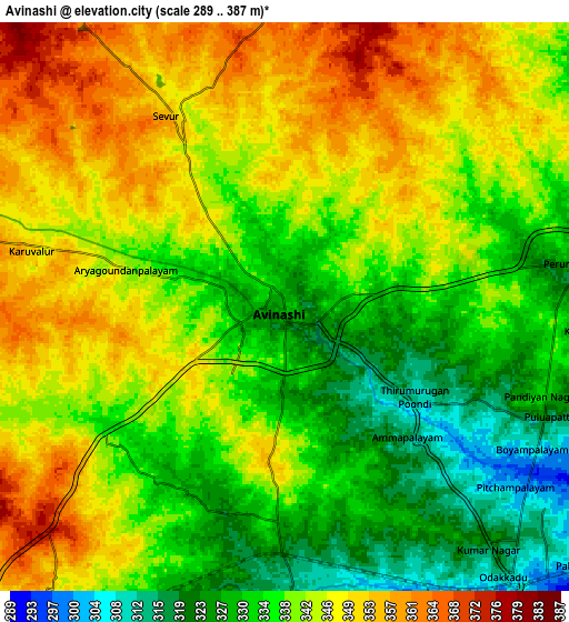 Zoom OUT 2x Avinashi, India elevation map