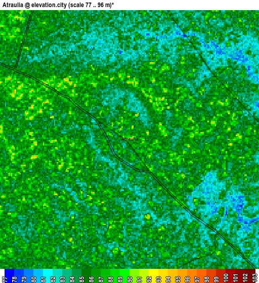 Zoom OUT 2x Atraulia, India elevation map