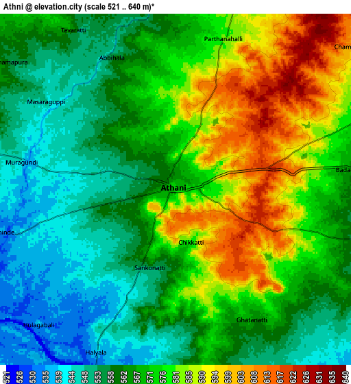 Zoom OUT 2x Athni, India elevation map