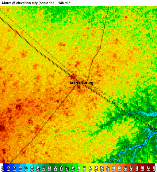 Zoom OUT 2x Atarra, India elevation map