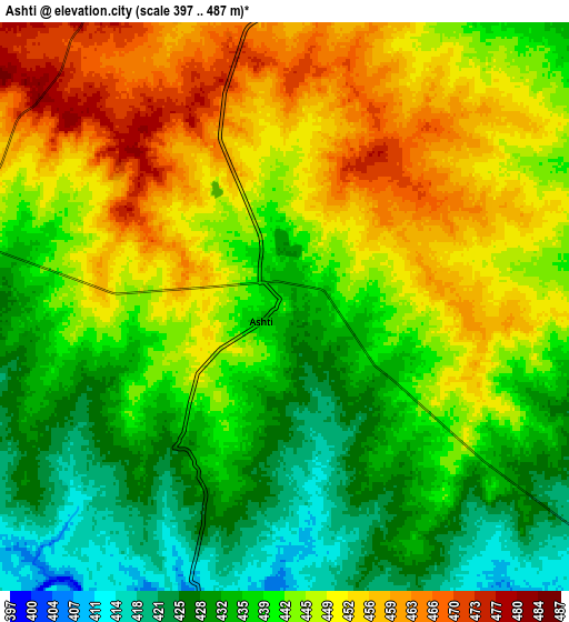 Zoom OUT 2x Ashti, India elevation map