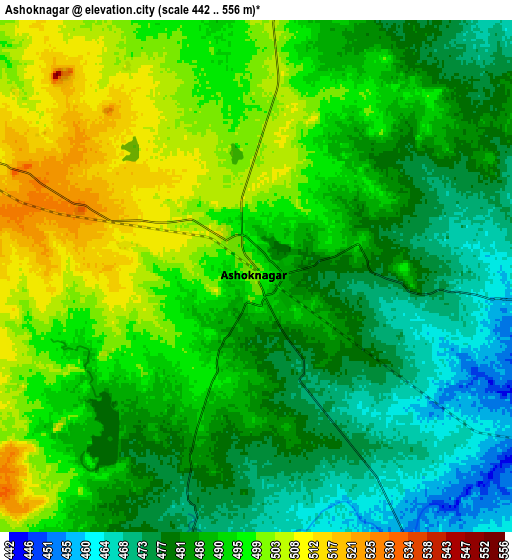 Zoom OUT 2x Ashoknagar, India elevation map