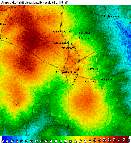 Zoom OUT 2x Aruppukkottai, India elevation map