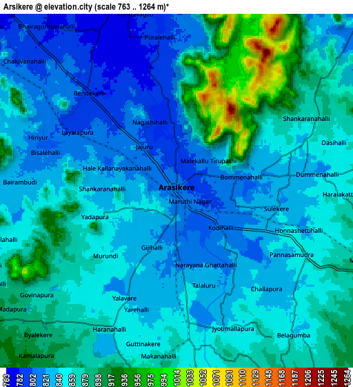 Zoom OUT 2x Arsikere, India elevation map