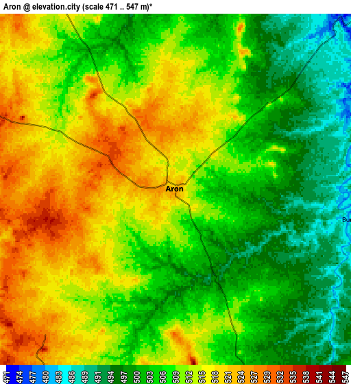 Zoom OUT 2x Āron, India elevation map