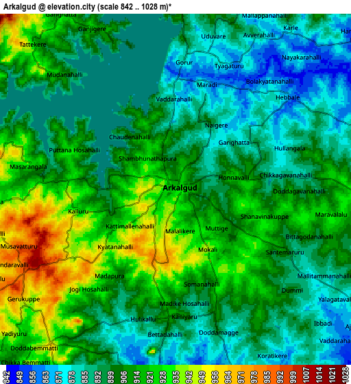 Zoom OUT 2x Arkalgūd, India elevation map