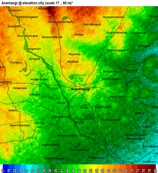 Zoom OUT 2x Arantāngi, India elevation map