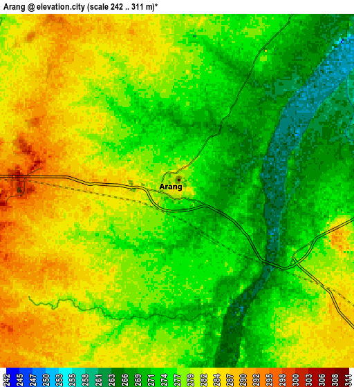 Zoom OUT 2x Arang, India elevation map