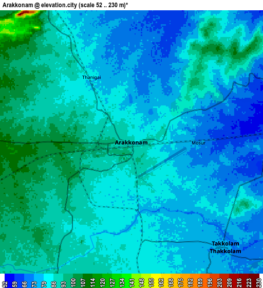 Zoom OUT 2x Arakkonam, India elevation map