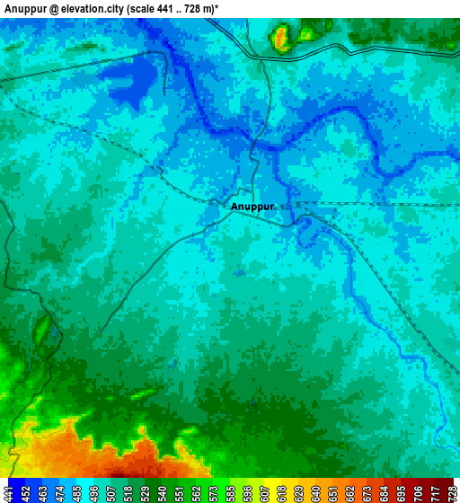 Zoom OUT 2x Anūppur, India elevation map