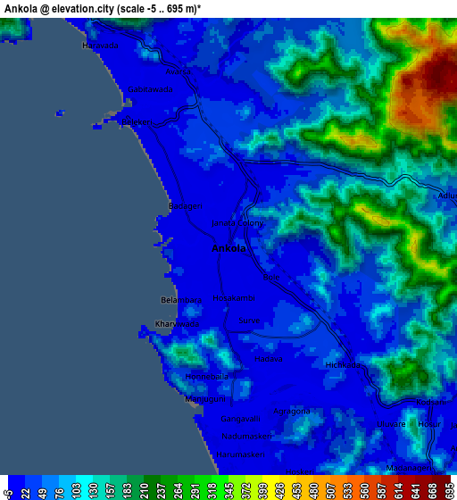 Zoom OUT 2x Ankola, India elevation map