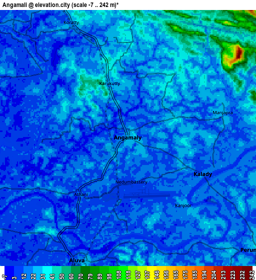 Zoom OUT 2x Angamāli, India elevation map