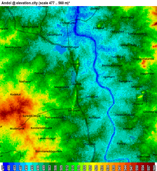 Zoom OUT 2x Andol, India elevation map