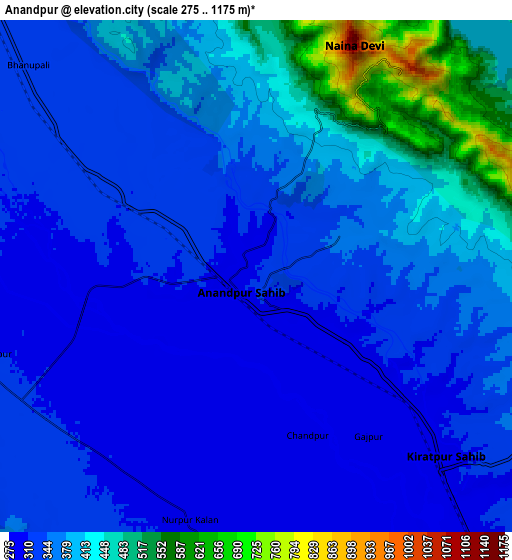 Zoom OUT 2x Anandpur, India elevation map