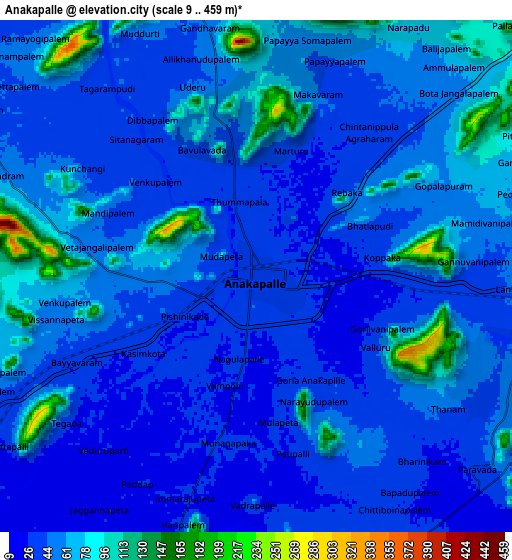 Zoom OUT 2x Anakāpalle, India elevation map