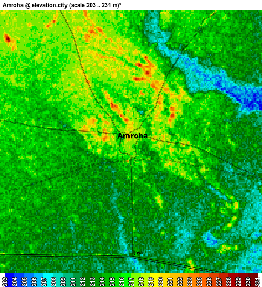 Zoom OUT 2x Amroha, India elevation map