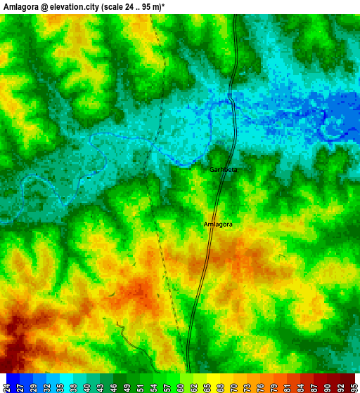 Zoom OUT 2x Āmlāgora, India elevation map