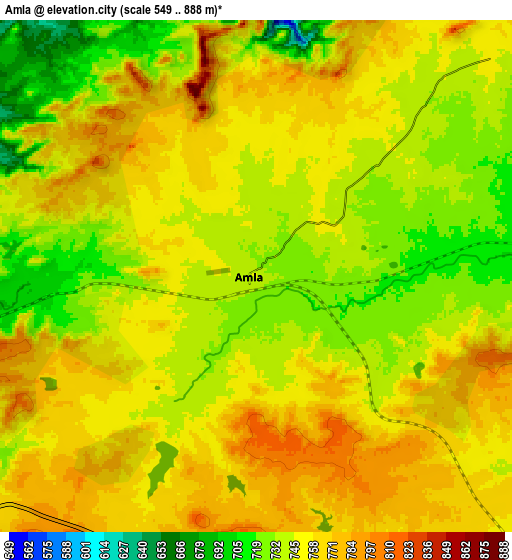 Zoom OUT 2x Amla, India elevation map