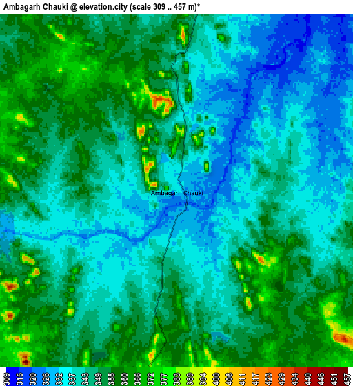 Zoom OUT 2x Ambāgarh Chauki, India elevation map