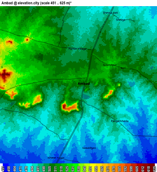 Zoom OUT 2x Ambad, India elevation map