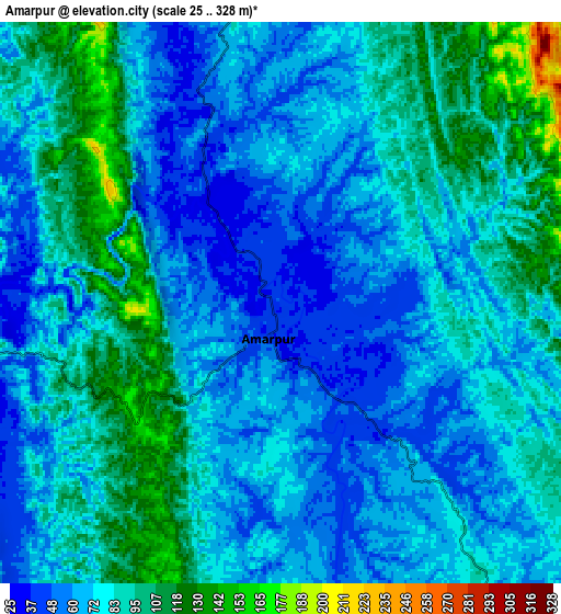 Zoom OUT 2x Amarpur, India elevation map