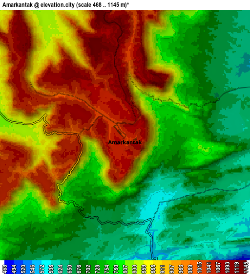 Zoom OUT 2x Amarkantak, India elevation map