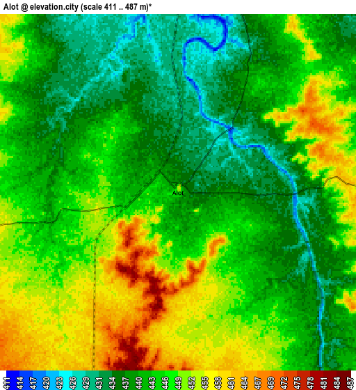 Zoom OUT 2x Alot, India elevation map