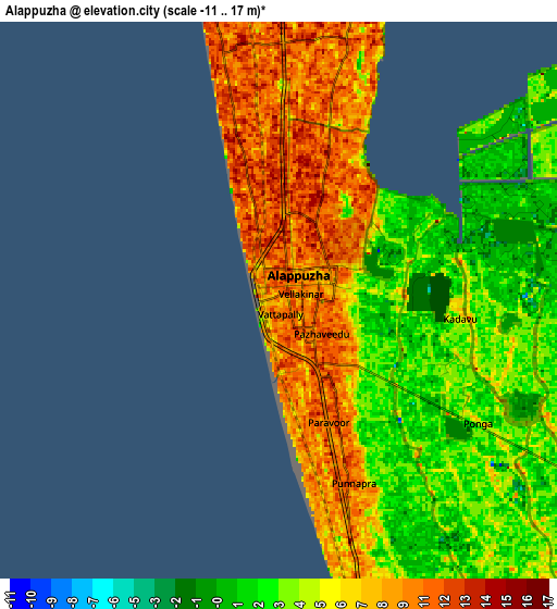 Zoom OUT 2x Alappuzha, India elevation map