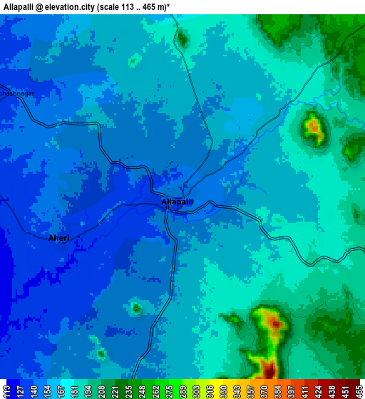 Zoom OUT 2x Allāpalli, India elevation map
