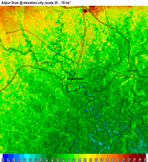 Zoom OUT 2x Alīpur Duār, India elevation map